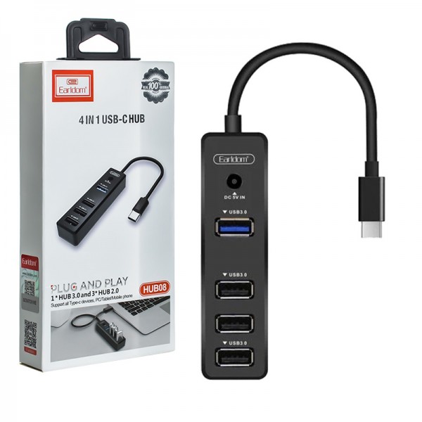 برند: Earldom (ارلدام) مدل: ET-HUB08 رابط اتصال: USB-C (تایپ سی) تعداد پورت: 4 عدد پورت‌ها: 1×USB 3.0 ، 3×USB 2.0 طول کابل: 25 سانتی‌متر ویژگی: Plug And Play کاربری: لپ‌تاپ، مک‌بوک، تبلت و دستگاه‌های مجهز به USB-C